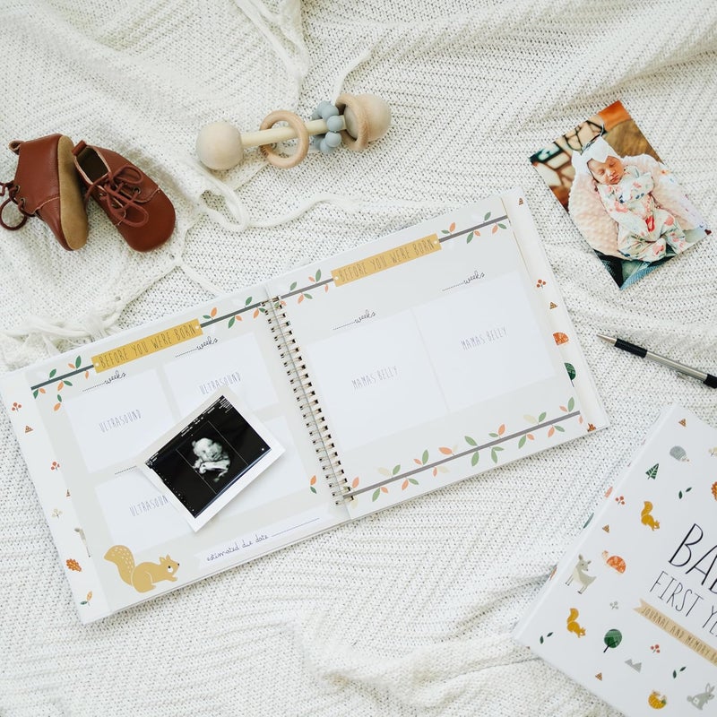 Pondering Pine Keepsake Baby Memory Book for Baby Boy or Girl – Timeless Gender Neutral Baby Journal Scrapbook Photo Album for First 5 Years – Milestone Book to Record Every Event from Birth to Age 5 - Image 5